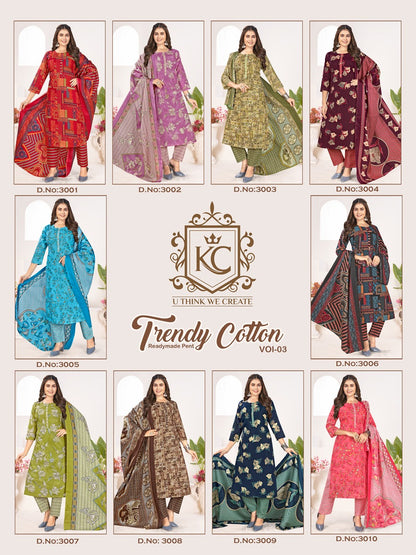 Trendy Cotton Vol 3 Kcf Readymade Pant Style Suits Wholesaler Ahmedabad