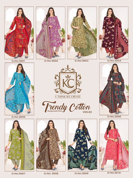 Trendy Cotton Vol 3 Kcf Readymade Pant Style Suits Wholesaler Ahmedabad