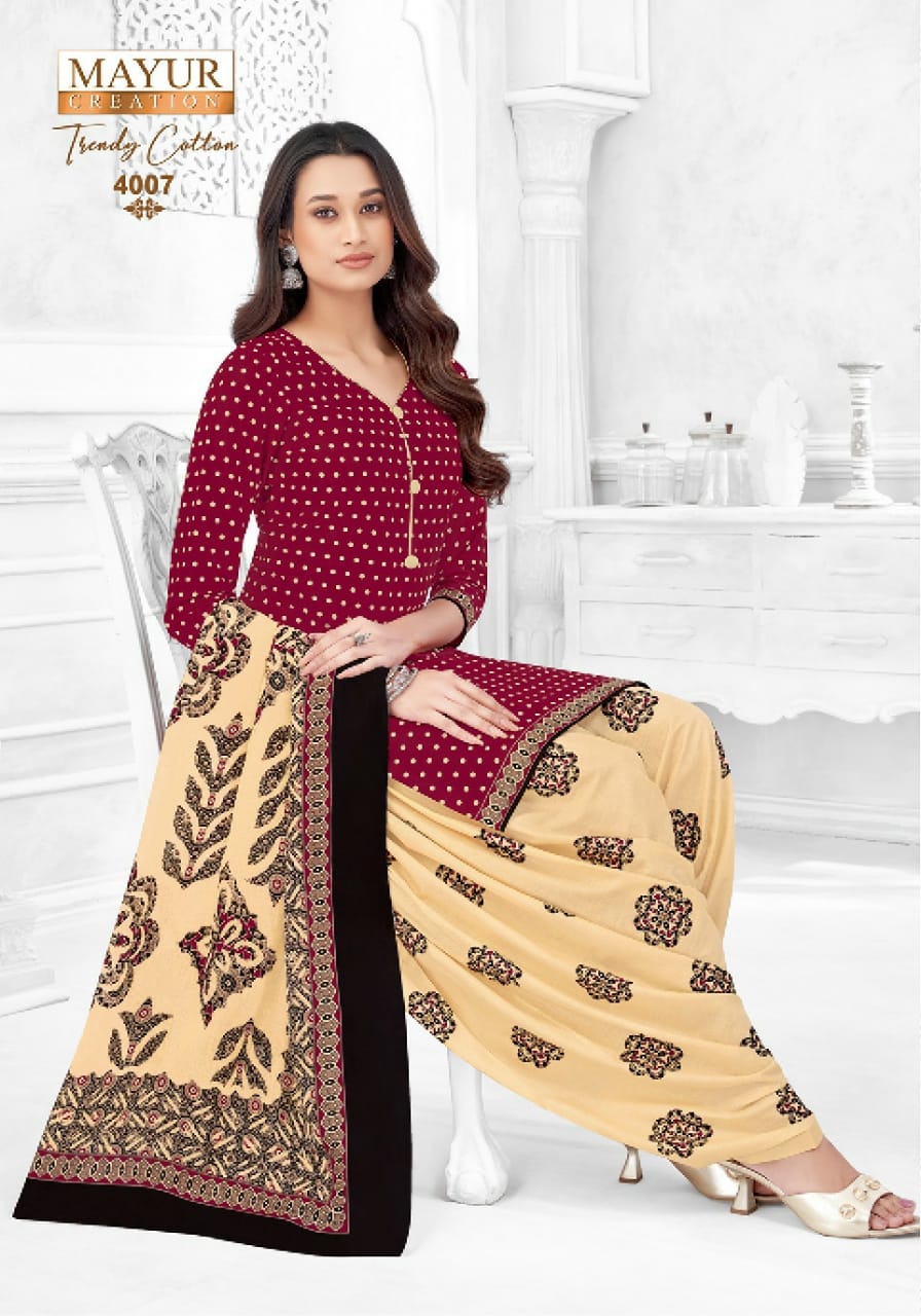 Trendy Vol 4 Mayur Creation Cotton Dress Material Supplier Gujarat