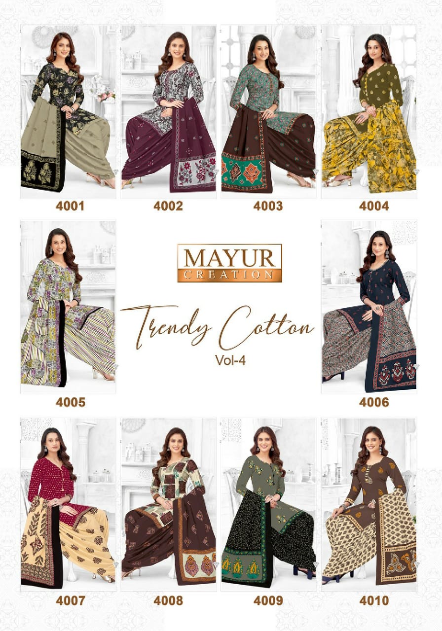 Trendy Vol 4 Mayur Creation Cotton Dress Material Supplier Gujarat