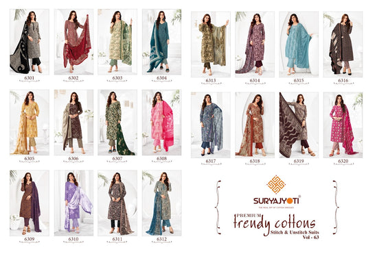 Trendy Cotton Vol 63 Suryajyoti Pant Style Suits Manufacturer Ahmedabad