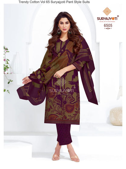 Trendy Cotton Vol 65 Suryajyoti Pant Style Suits Manufacturer Ahmedabad