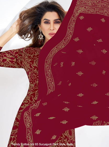 Trendy Cotton Vol 65 Suryajyoti Pant Style Suits Manufacturer Ahmedabad