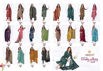 Trendy Cotton Vol 68 Suryajyoti Readymade Pant Style Suits Supplier India