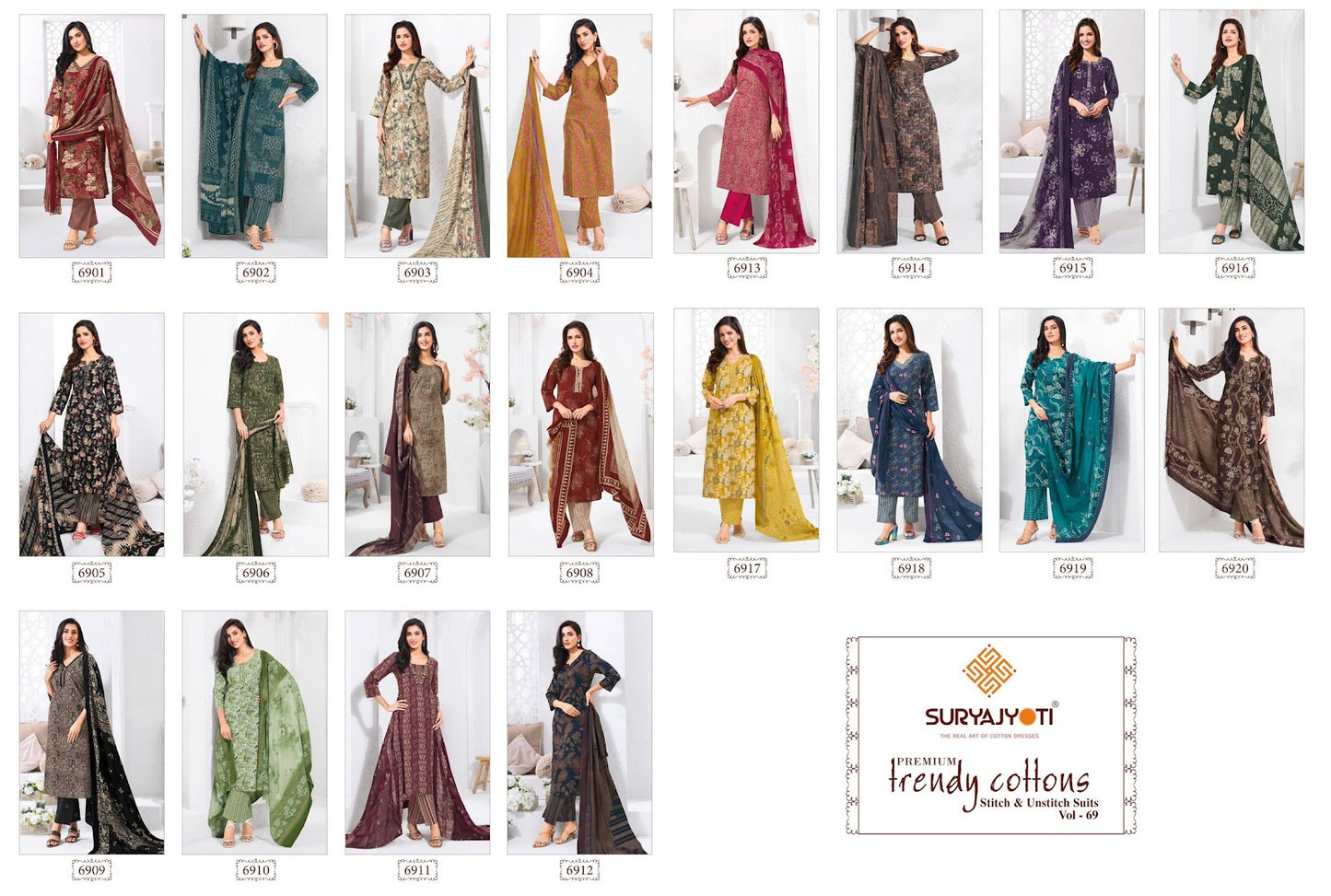 Trendy Vol 69 Suryajyoti Readymade Cotton Pant Suits Supplier