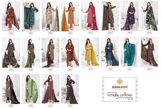 Trendy Vol 69 Suryajyoti Readymade Cotton Pant Suits Supplier