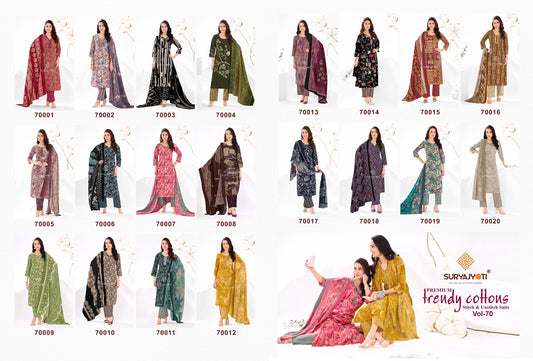 Trendy Cotton Vol 70 Suryajyoti Pant Style Suits Supplier