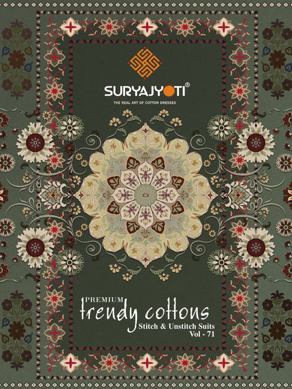 Trendy Cotton Vol 71 Suryajyoti Pant Style Suits Supplier Ahmedabad