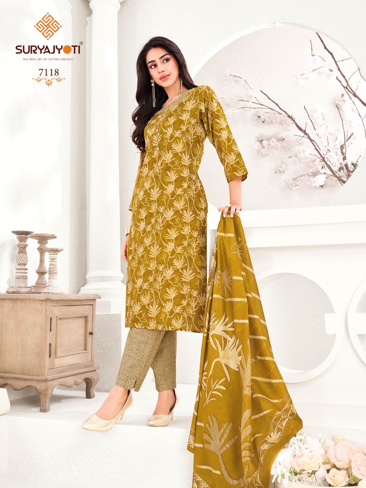 Trendy Cotton Vol 71 Suryajyoti Readymade Pant Style Suits Exporter