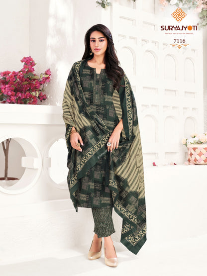 Trendy Cotton Vol 71 Suryajyoti Readymade Pant Style Suits Exporter