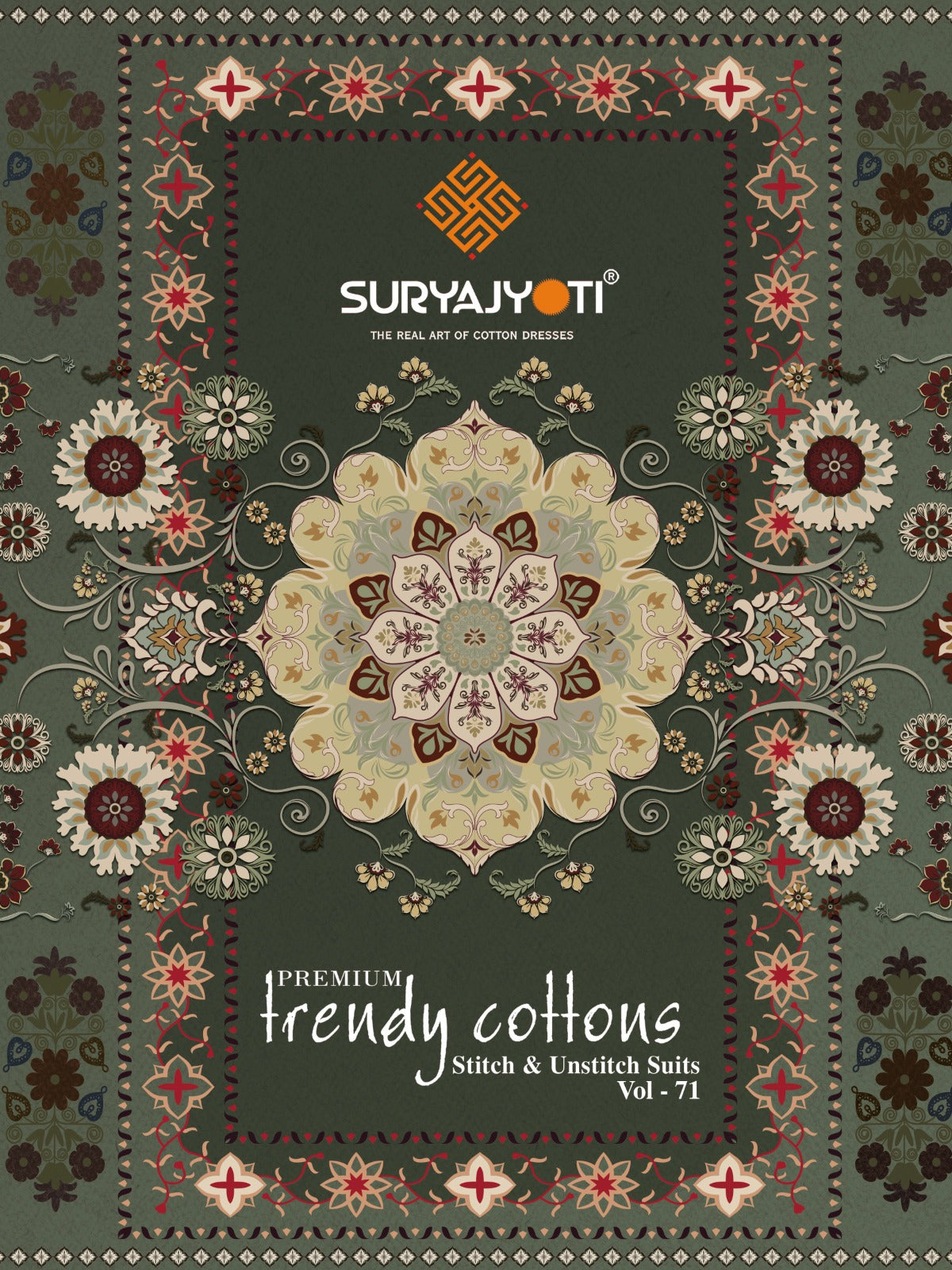 Trendy Cotton Vol 71 Suryajyoti Readymade Pant Style Suits Exporter