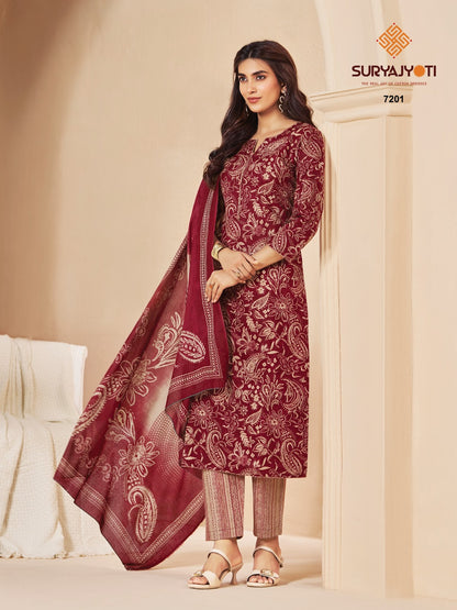 Trendy Cotton Vol 72 Suryajyoti Pant Style Suits Exporter India