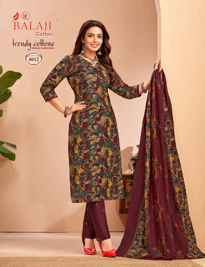 Trendy Cottons Vol 4 Balaji Readymade Pant Style Suits Supplier Gujarat