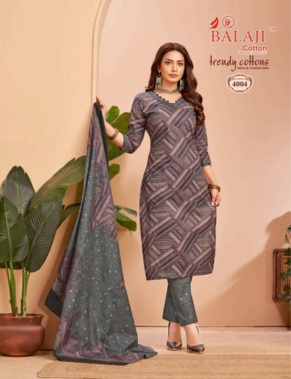 Trendy Cottons Vol 4 Balaji Readymade Pant Style Suits Supplier Gujarat