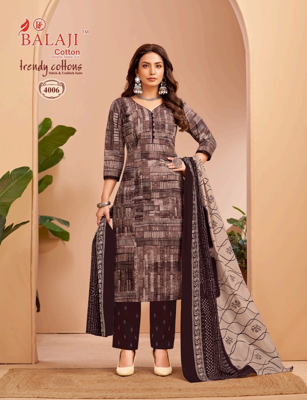 Trendy Cottons Vol 4 Balaji Readymade Pant Style Suits Supplier Gujarat