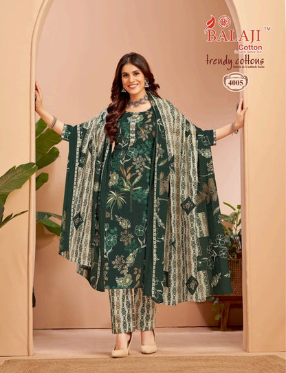 Trendy Cottons Vol 4 Balaji Readymade Pant Style Suits Supplier Gujarat