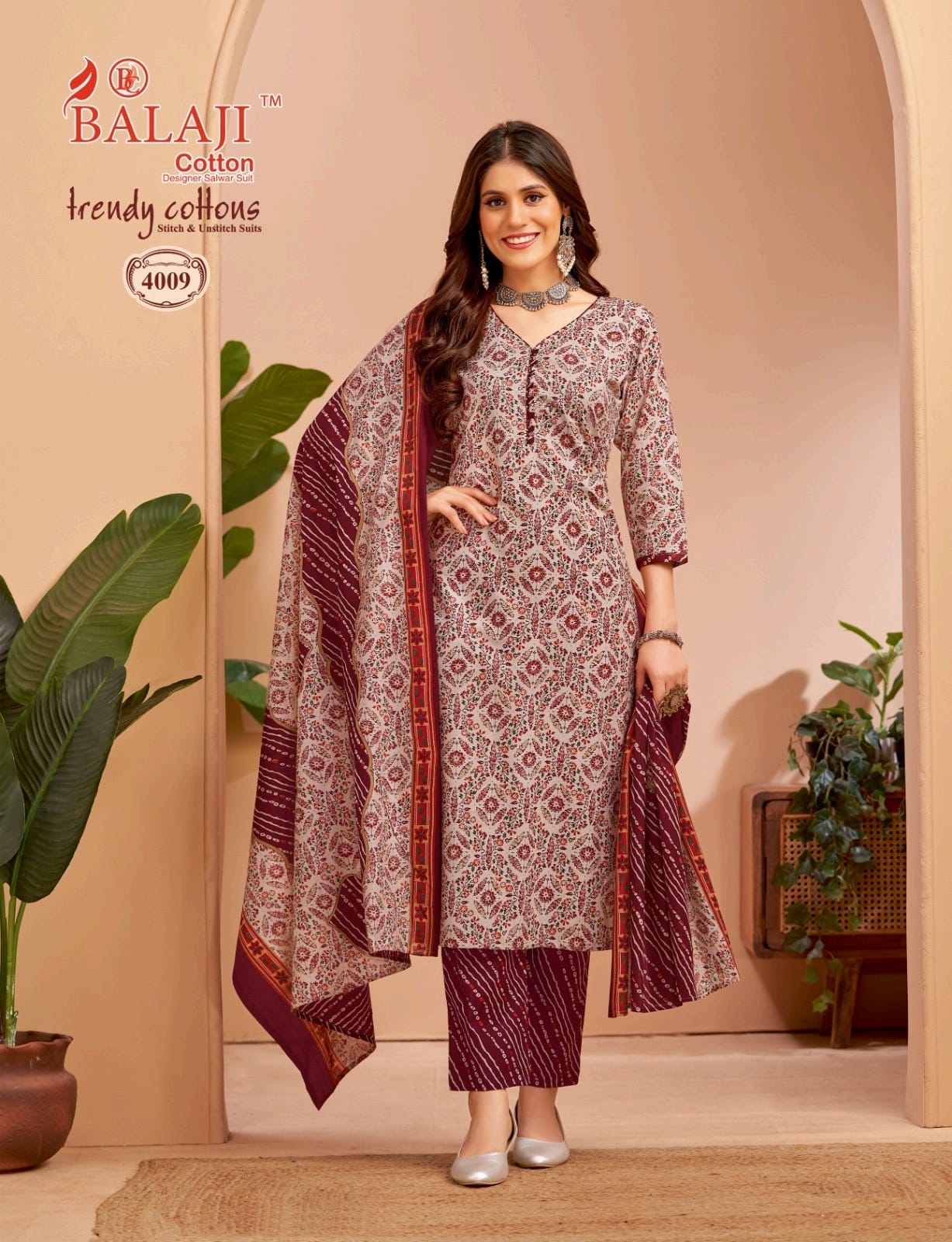 Trendy Cottons Vol 4 Balaji Readymade Pant Style Suits Supplier Gujarat