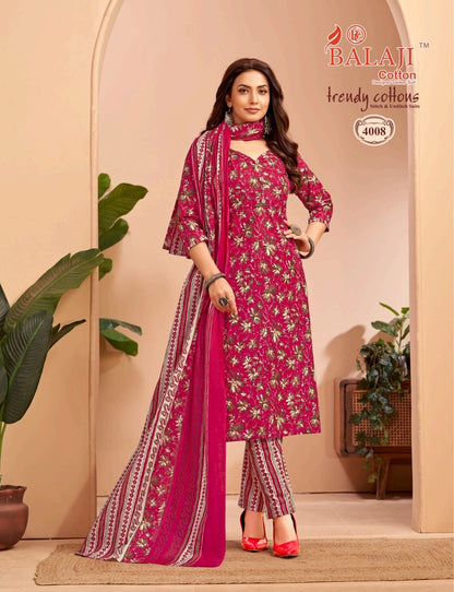 Trendy Cottons Vol 4 Balaji Readymade Pant Style Suits Supplier Gujarat