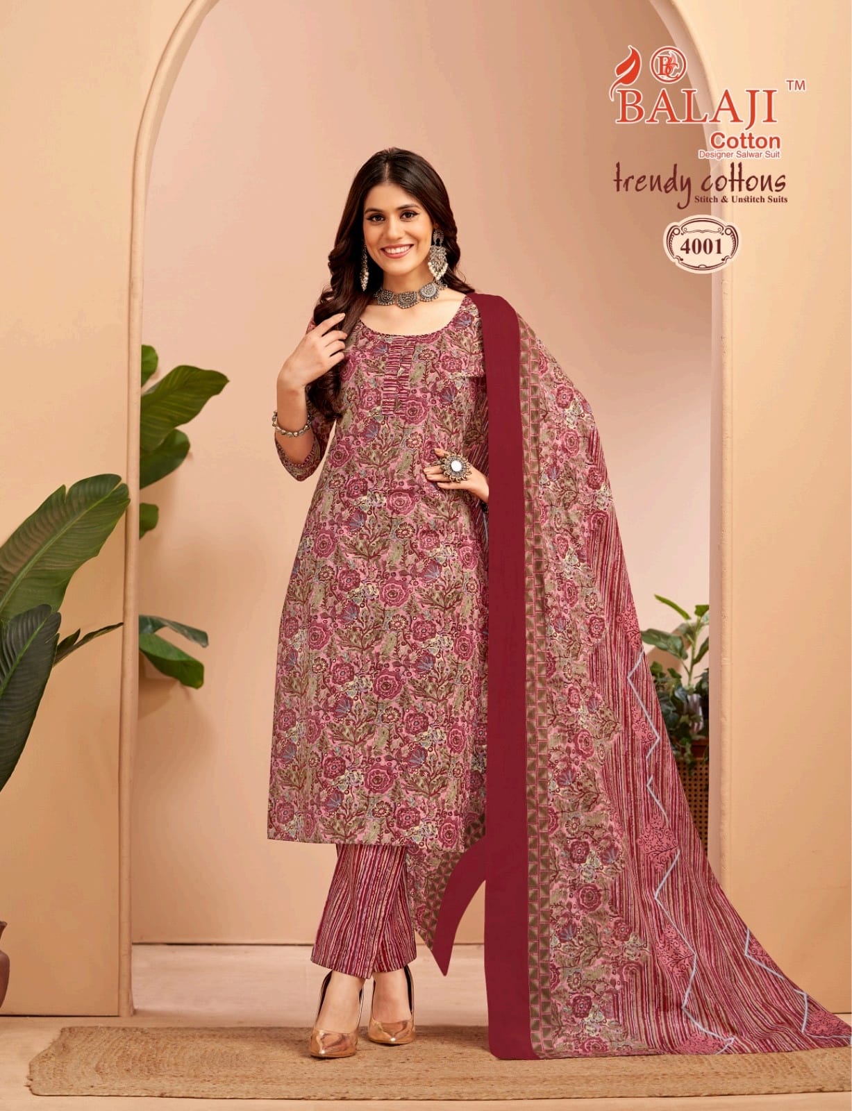 Trendy Cottons Vol 4 Balaji Readymade Pant Style Suits Supplier Gujarat