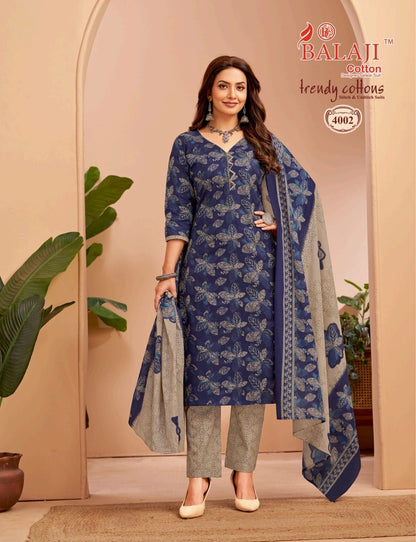 Trendy Cottons Vol 4 Balaji Readymade Pant Style Suits Supplier Gujarat