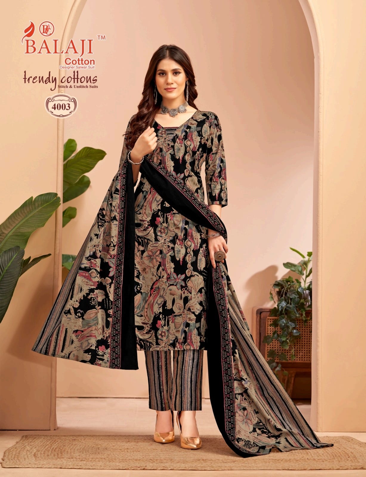 Trendy Cottons Vol 4 Balaji Readymade Pant Style Suits Supplier Gujarat