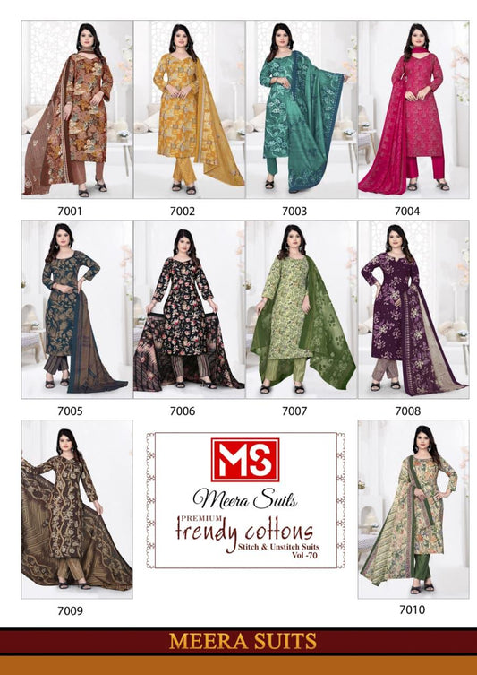 Trendy Cottons Vol 70 Meera Readymade Pant Style Suits Wholesale