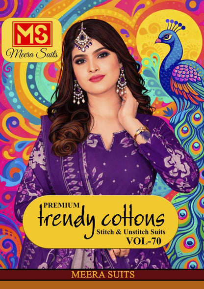 Trendy Cottons Vol 70 Meera Readymade Pant Style Suits Wholesale