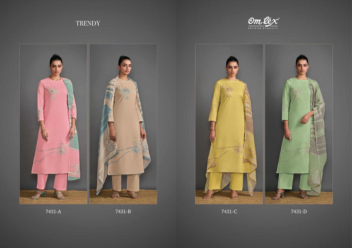 Trendy Omtex Premium Lawn Pant Style Suits Wholesale Price