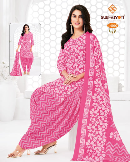 Trendy Patiyala Vol 14 Suryajyoti Cotton Dress Material Wholesale