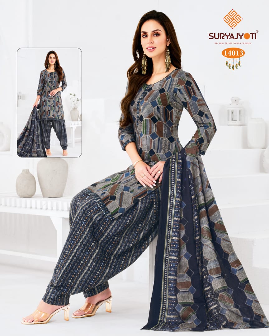 Trendy Patiyala Vol 14 Suryajyoti Cotton Dress Material Wholesale
