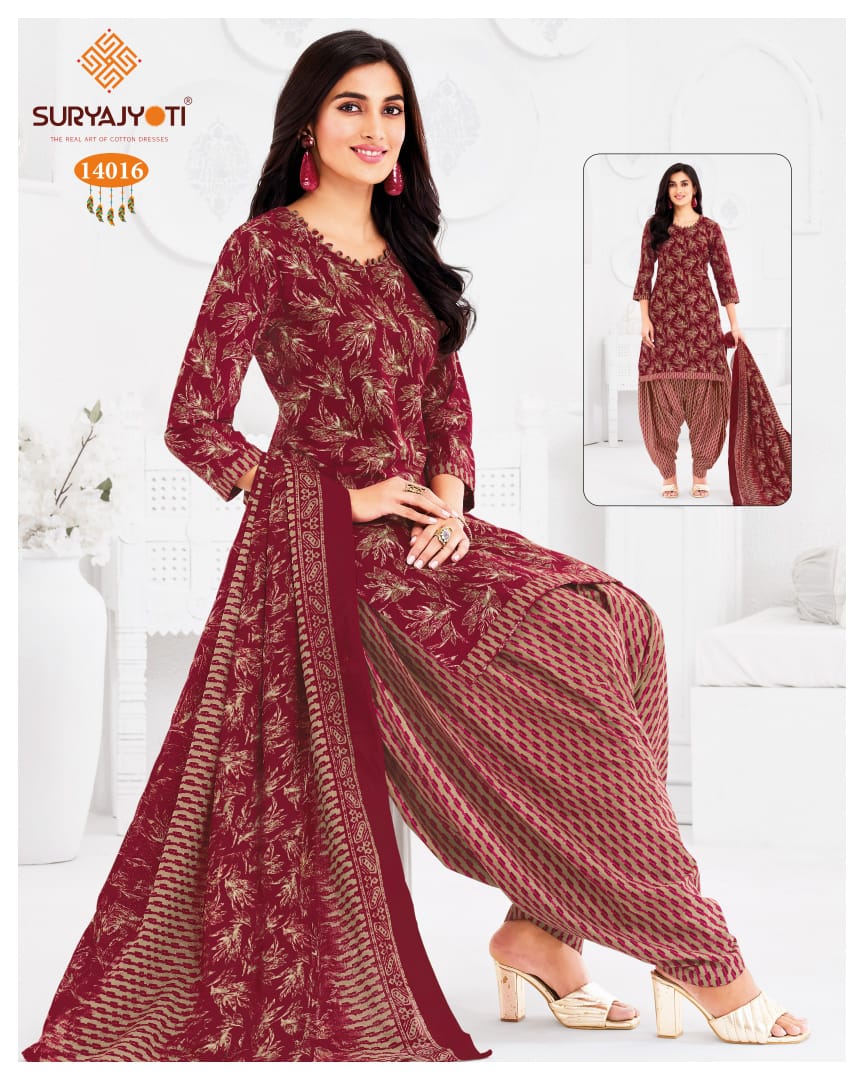 Trendy Patiyala Vol 14 Suryajyoti Cotton Dress Material Wholesale