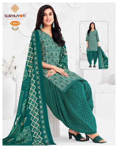 Trendy Patiyala Vol 14 Suryajyoti Cotton Dress Material Wholesale