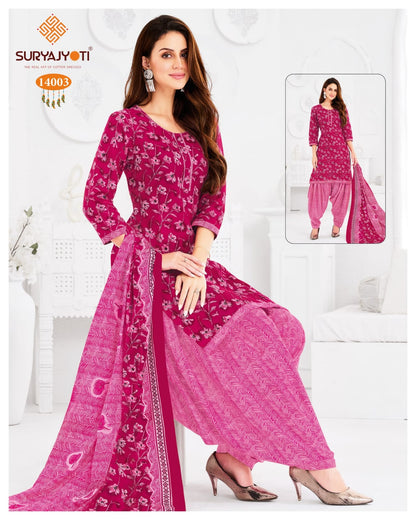 Trendy Patiyala Vol 14 Suryajyoti Cotton Dress Material Wholesale