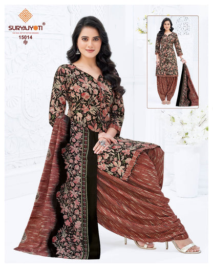 Trendy Patiyala Vol 15 Suryajyoti Cotton Dress Material Wholesaler India