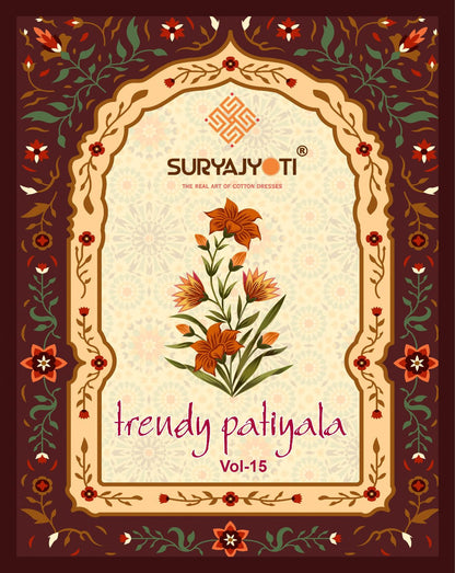 Trendy Patiyala Vol 15 Suryajyoti Cotton Dress Material Wholesaler India