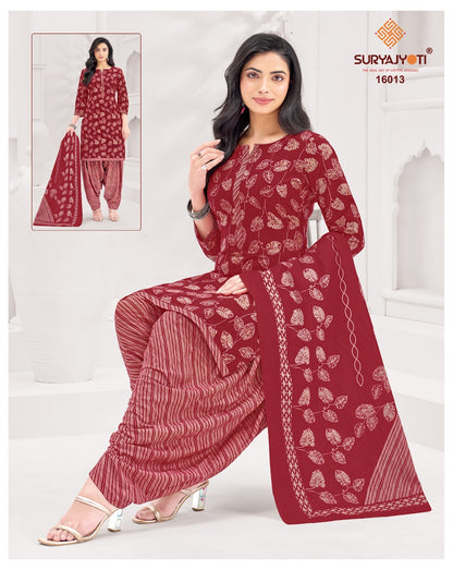 Trendy Patiyala Vol 16 Suryajyoti Cotton Dress Material Wholesaler Gujarat