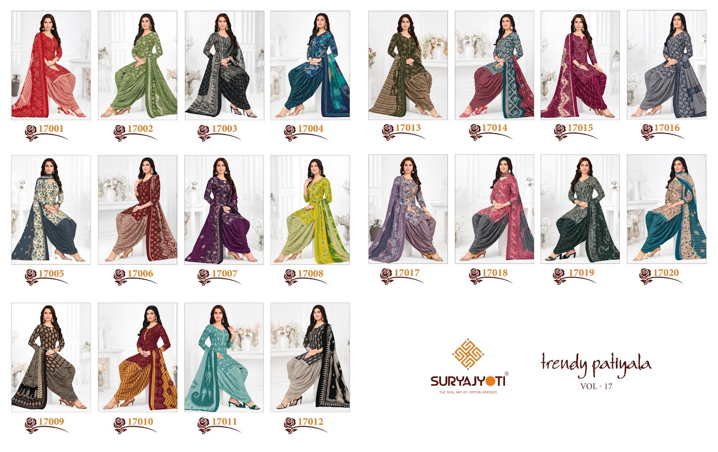 Trendy Patiyala Vol 17 Suryajyoti Cotton Dress Material Wholesaler India