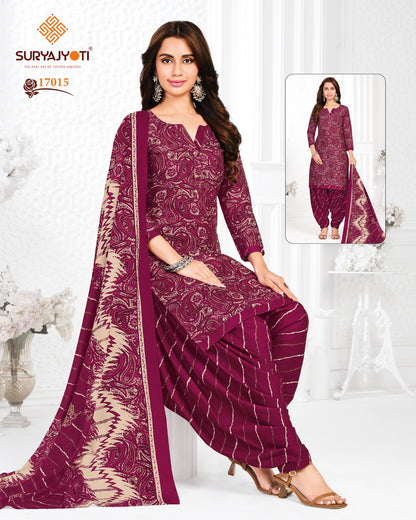 Trendy Patiyala Vol 17 Suryajyoti Cotton Dress Material Wholesaler India