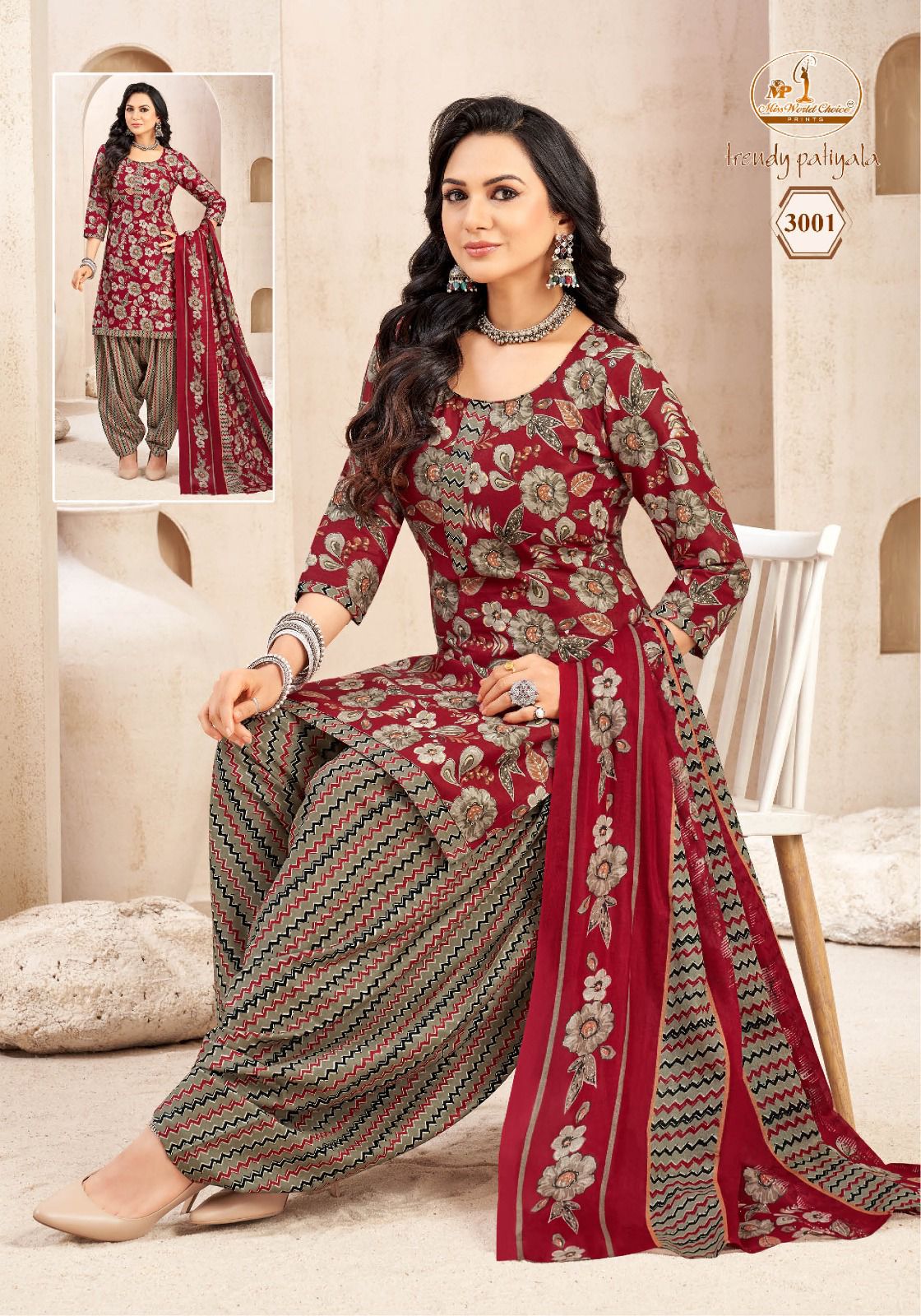 Trendy Patiyala Vol 3 Miss World Choice Cotton Readymade Suits Wholesaler