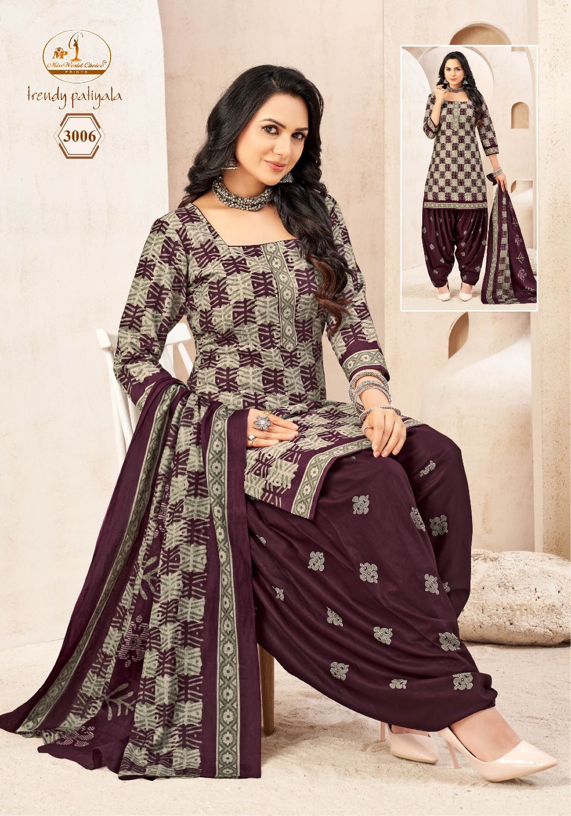 Trendy Patiyala Vol 3 Miss World Choice Cotton Readymade Suits Wholesaler