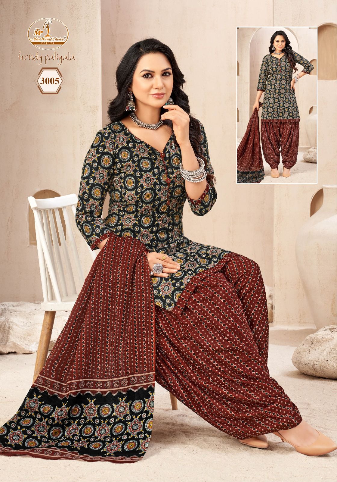 Trendy Patiyala Vol 3 Miss World Choice Cotton Readymade Suits Wholesaler