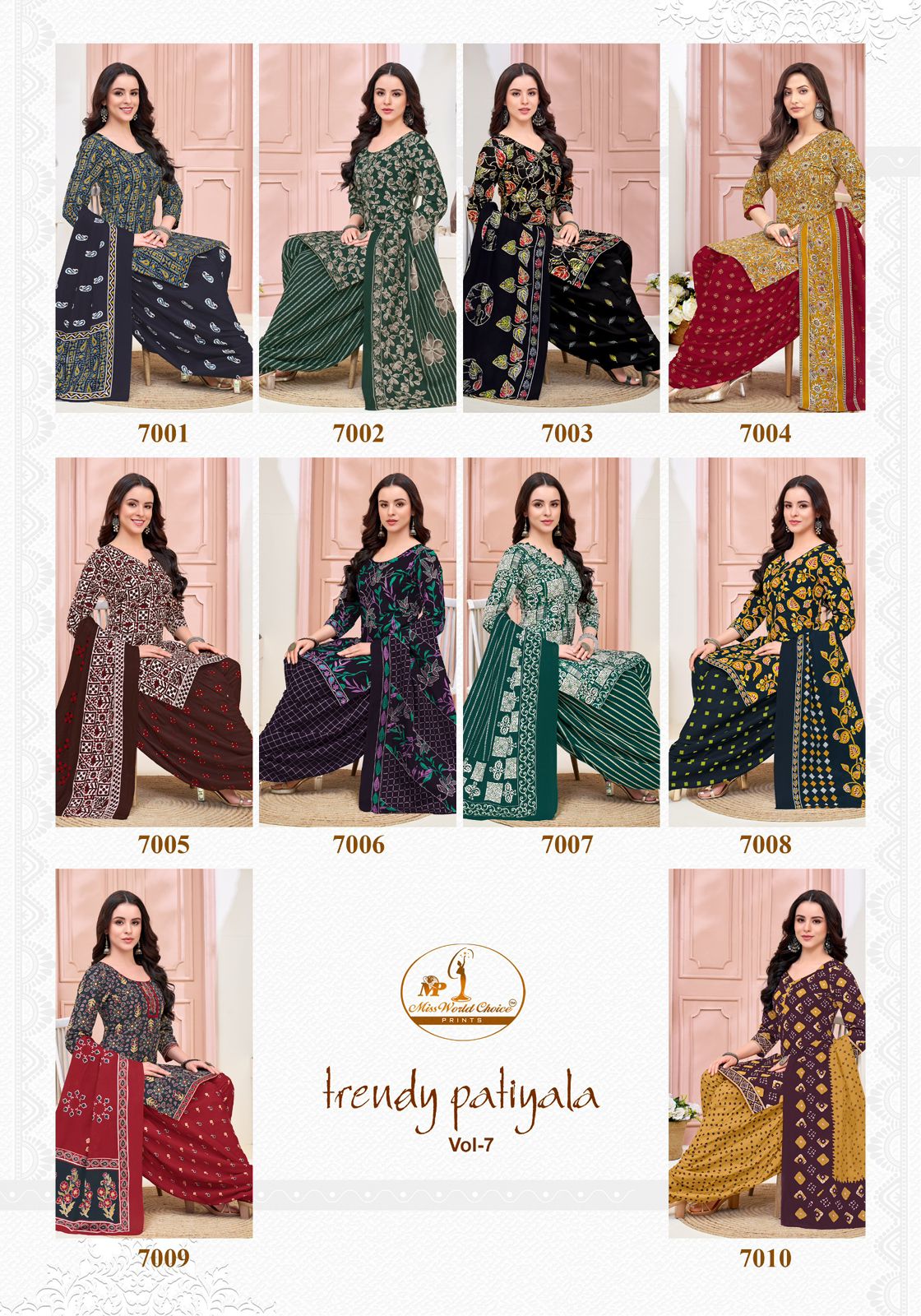 Trendy Patiyala Vol 7 Miss World Choice Cotton Dress Material Exporter