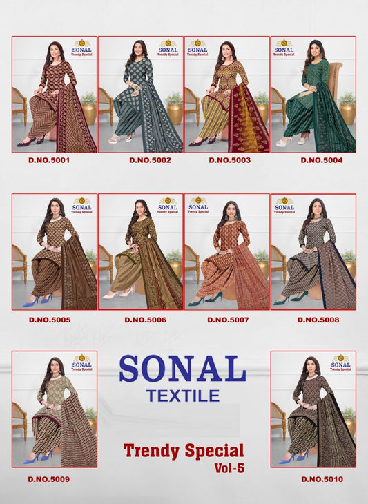 Trendy Special Vol 5 Sonal Textile Cotton Dress Material Supplier India