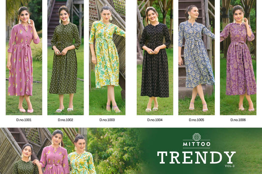 Trendy Vol 2 Mittoo Rayon One Piece Supplier Ahmedabad