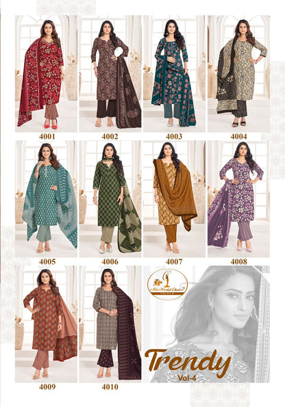 Trendy Vol 4 Miss World Choice Cotton Dress Material Manufacturer Ahmedabad