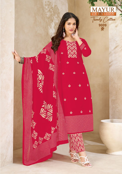 Trendy Vol 9 Mayur Creation Cotton Dress Material Supplier India
