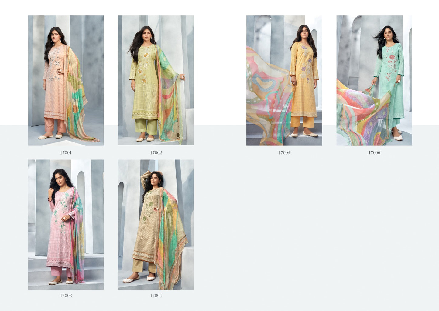 Trendz White Glitter Rupali Lawn Cotton Pant Style Suits Manufacturer India