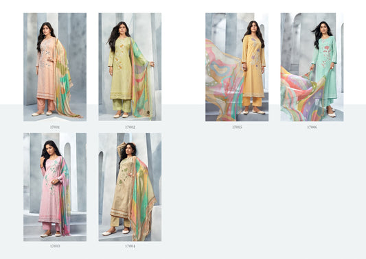 Trendz White Glitter Rupali Lawn Cotton Pant Style Suits Manufacturer India