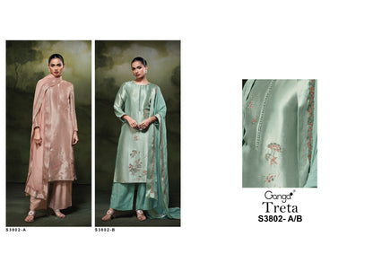 Treta 3802 Ganga Premium Bemberg Plazzo Style Suits Wholesale Price