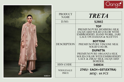 Treta 3802 Ganga Premium Bemberg Plazzo Style Suits Wholesale Price